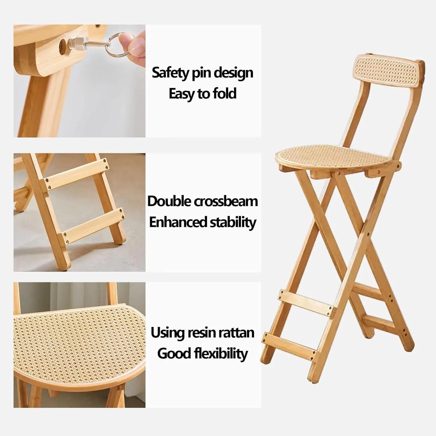 Foldable - 2 Pieces, Portable Dining air, Foldable Stool with PU Leather Backrest for Outdoor Camping Kiten Shop Cafe