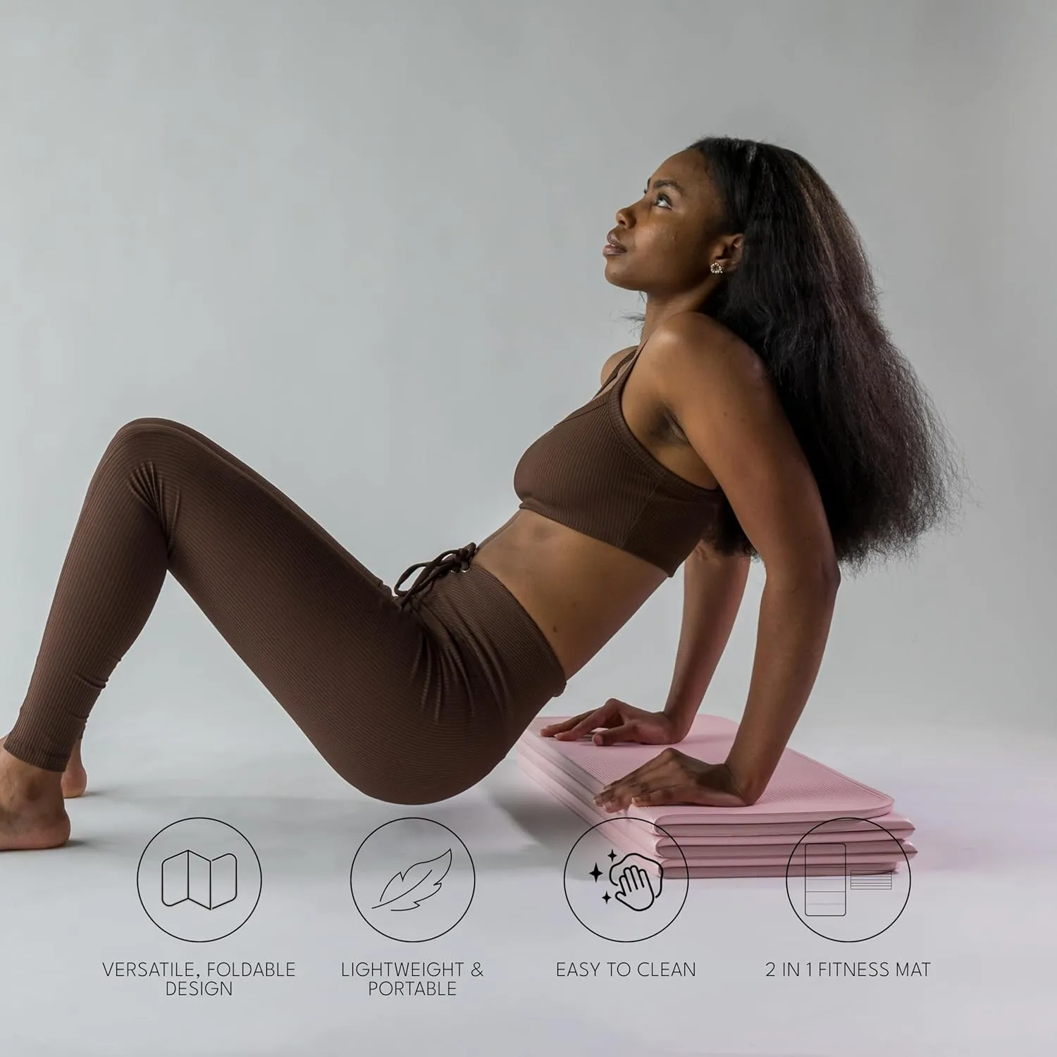 Foldable Multi-Purpose Fitness & Yoga/Pilates Mat, Workout Mat with Non-Slip Surface, Portable & Lightweight, For Studio or Home Use, As Seen on Shark Tank