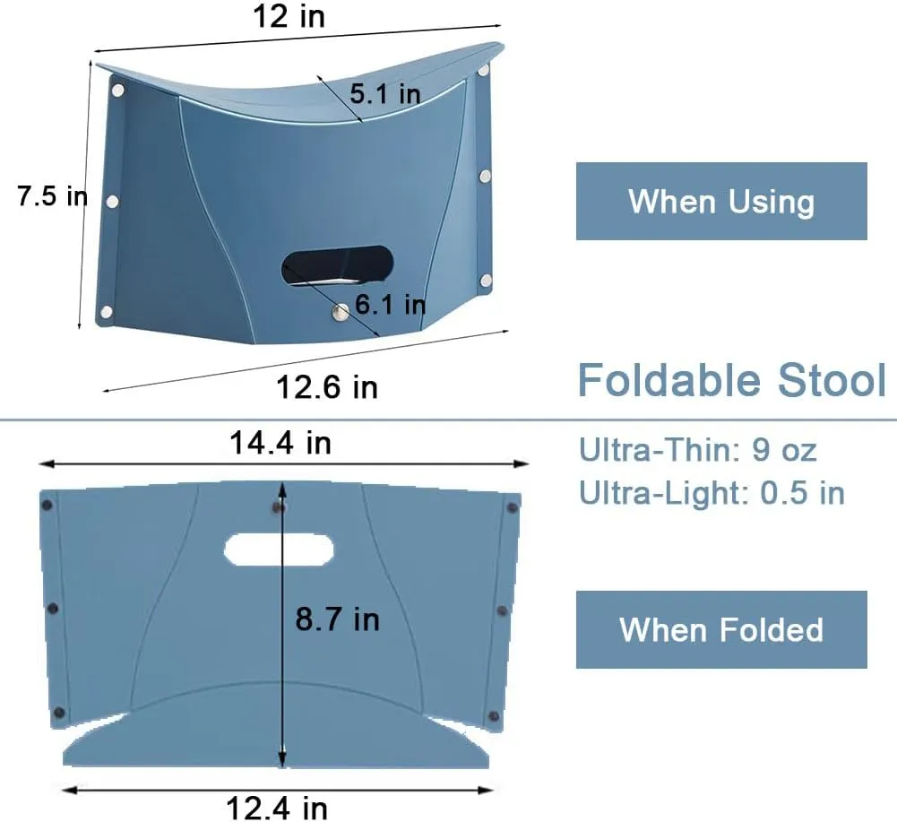 Foldable Portable Stool, Thickness of 0.5 in, Lightweight Collapsable Folding Chair for Hiking Picnic Camping Fishing (Green)