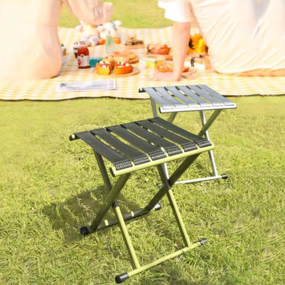 Foldable Small Bathroom Stool, Portable Fishing Stool, Metal Folding Seat Camping Stool, Compact Low Stool for Hunting Bathroom Backyard Garden(Green,Large)
