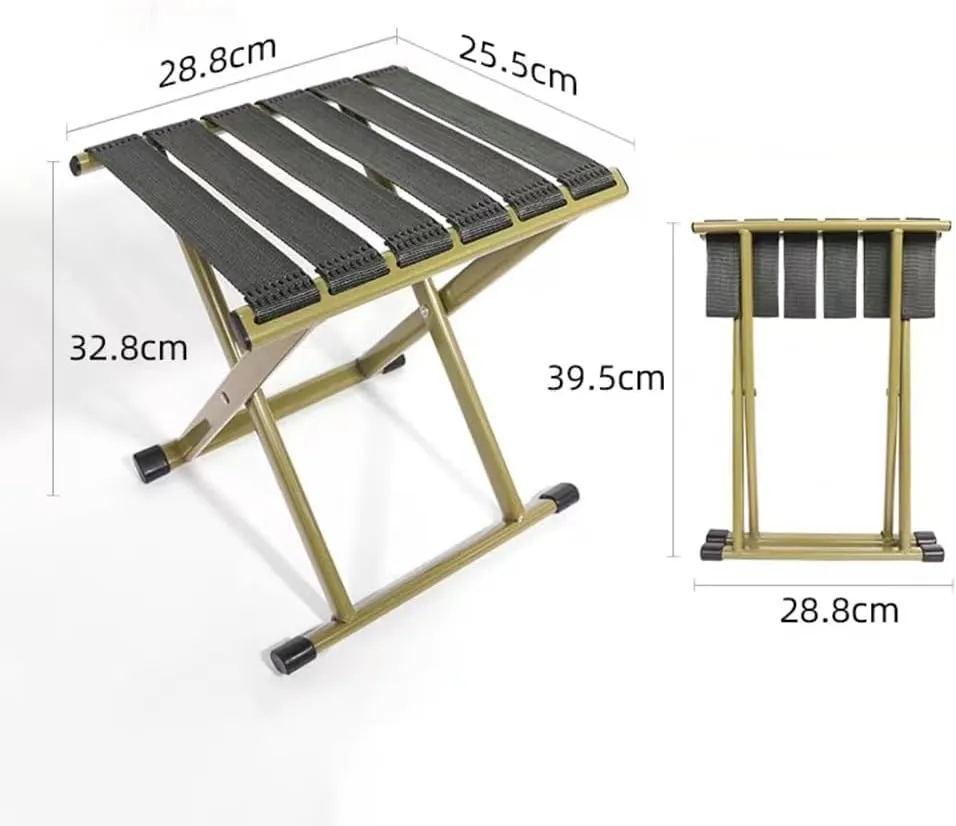 Foldable Small Bathroom Stool, Portable Fishing Stool, Metal Folding Seat Camping Stool, Compact Low Stool for Hunting Bathroom Backyard Garden(Green,Large)