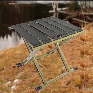 Foldable Small Bathroom Stool, Portable Fishing Stool, Metal Folding Seat Camping Stool, Compact Low Stool for Hunting Bathroom Backyard Garden(Green,Large)