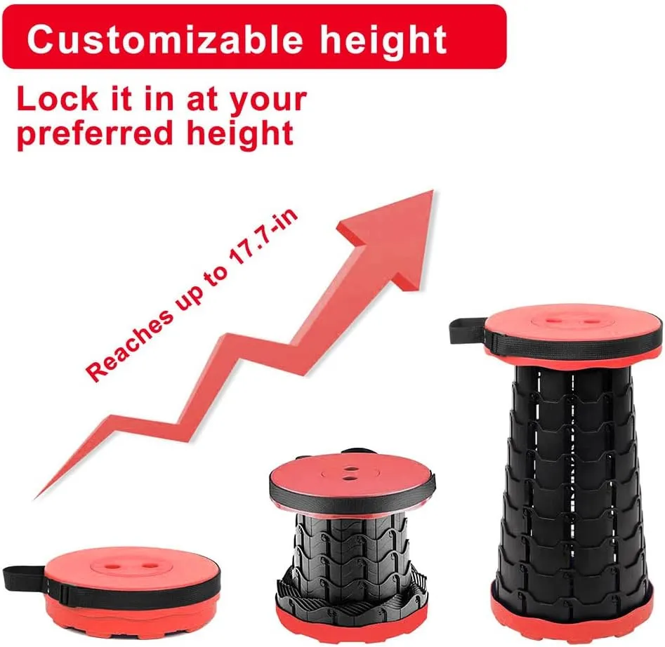 Foldable Telescoping Stool Portable, Retractable Stool for Adults, Upgraded Collapsible Folding Seats with Load Capacity 550lbs, Camping Stools for Adults