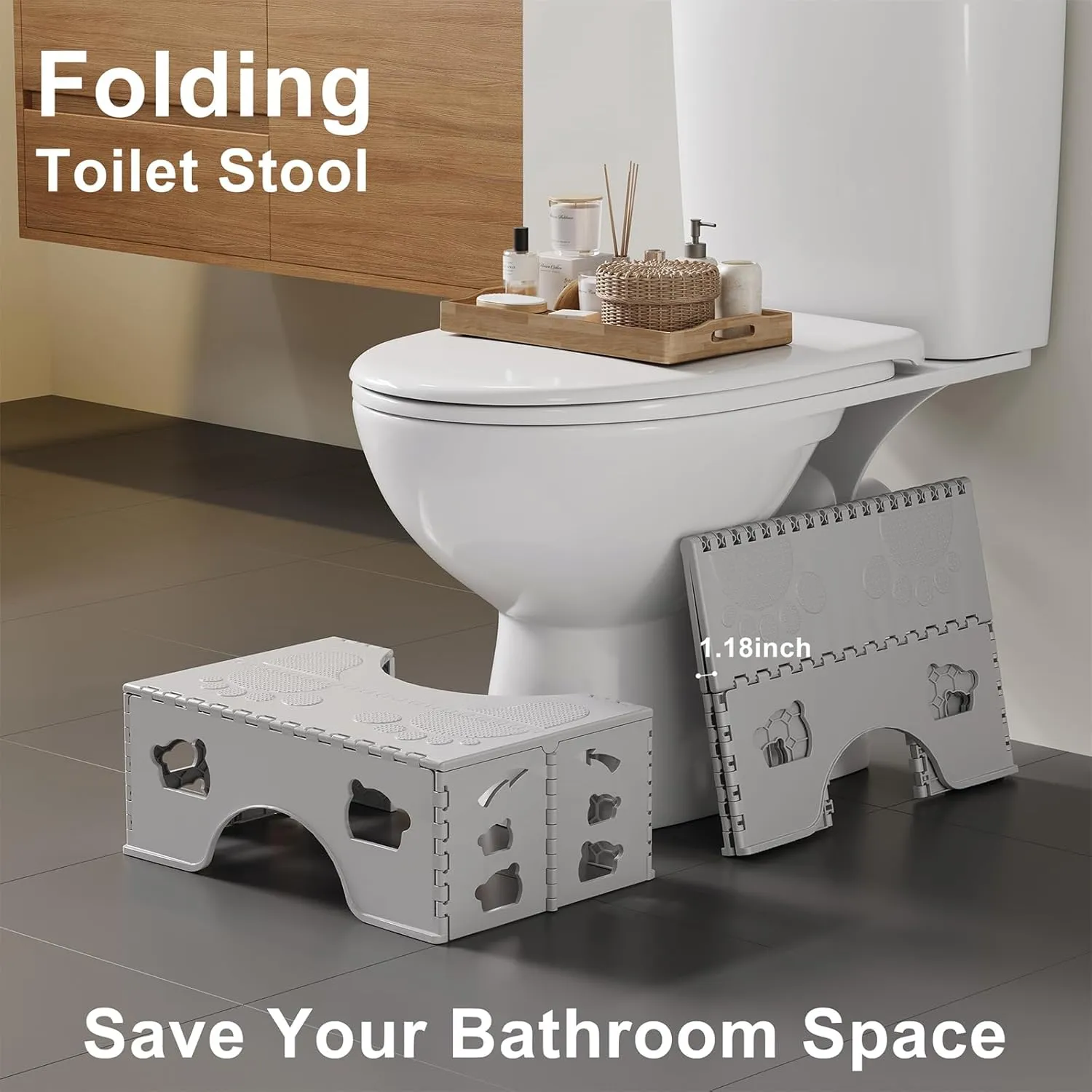 Foldable Toilet Stool Poop Stool Adult, Portable Squatting Potty for Travel Size, 7 Inch Toilet Stool Squat Adult, Collapsible Pooping Foot Stool for Bathroom, Toilet Step for Kids