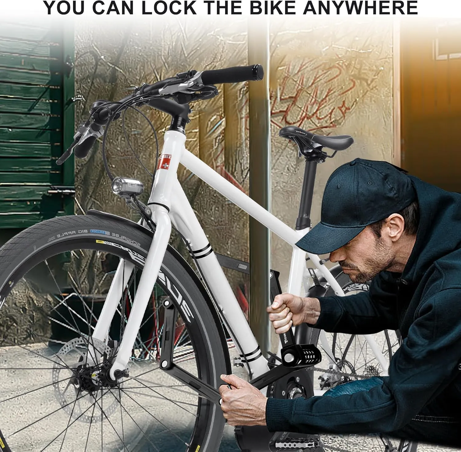 Folding Bike Lock, 4 Digit Combination Bike Lock with Mounting Bracket, 2.95 Ft Heavy Duty Bicycle Lock for Mountain Bike, Road Bike, Electric Scooter, Ebike and Motorcycle