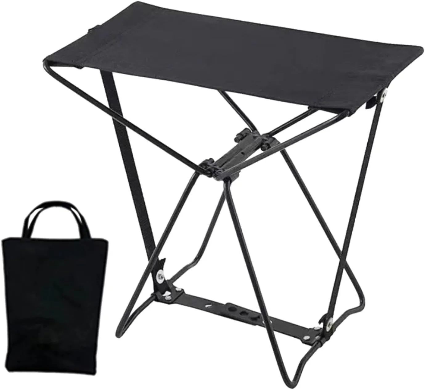 Folding Stool Camping Stool with Carry Bag Sturdy Compact Foldable Chair Foot Stool for Garden Travel Outdoor Backyard