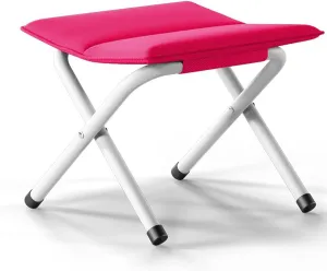 Folding Stools,Portable Folding Stool Adult Outdoor Train Small Bench, Thick Folding Stool-Camping Stools Folding Step Stool Fishing Stool,34X33X33cm (Rose Red)