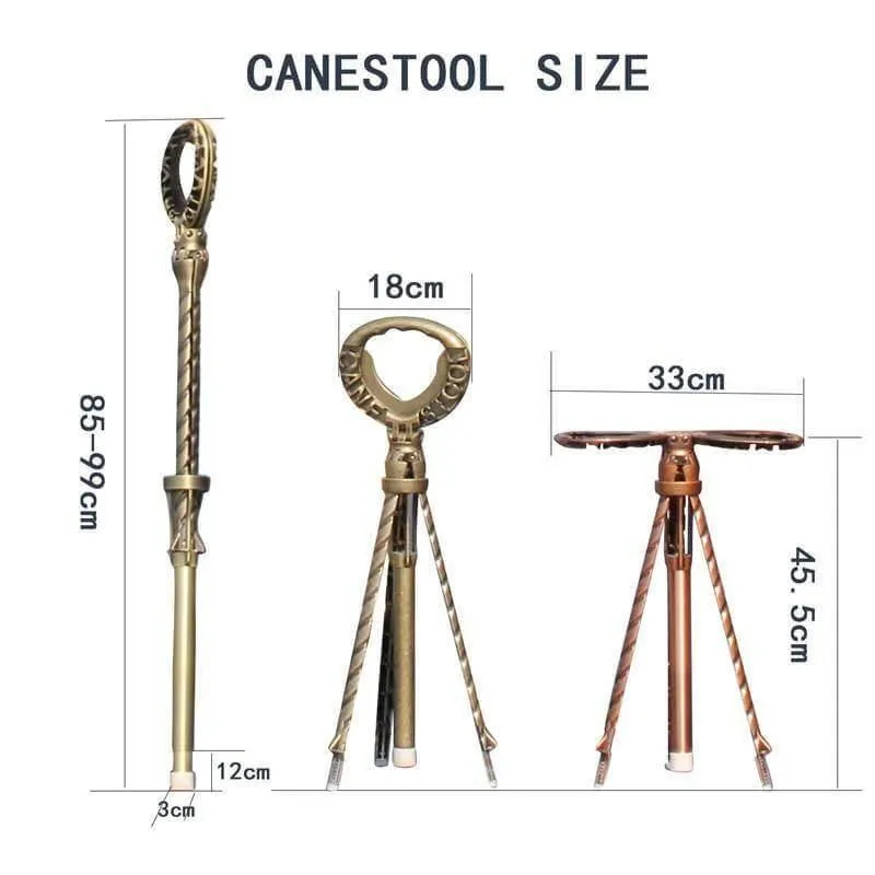 Folding Walking Stick Stool - Outdoor Support Seat