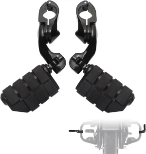 FOVPLUE 1.25" Highway Footpegs,Short Angled Adjustable Highway Pegs w/Mounts for Harley Touring Street Glide Electra Glide Road King Softail CVO Dyna Trike VRSC Sportster w/1-1/4" Engine Guard,Black#2