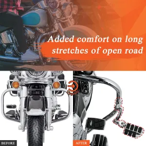 FOVPLUE Motorcycle Highway Footpegs,Univeral Highway Peg for Harley Touring Softail Dyna Sportster Honda Kawasaki Suzuki Yamaha Indian Victory w/ 25-35mm 1'',1.25'',1.3'' Engine Guards/Tubing