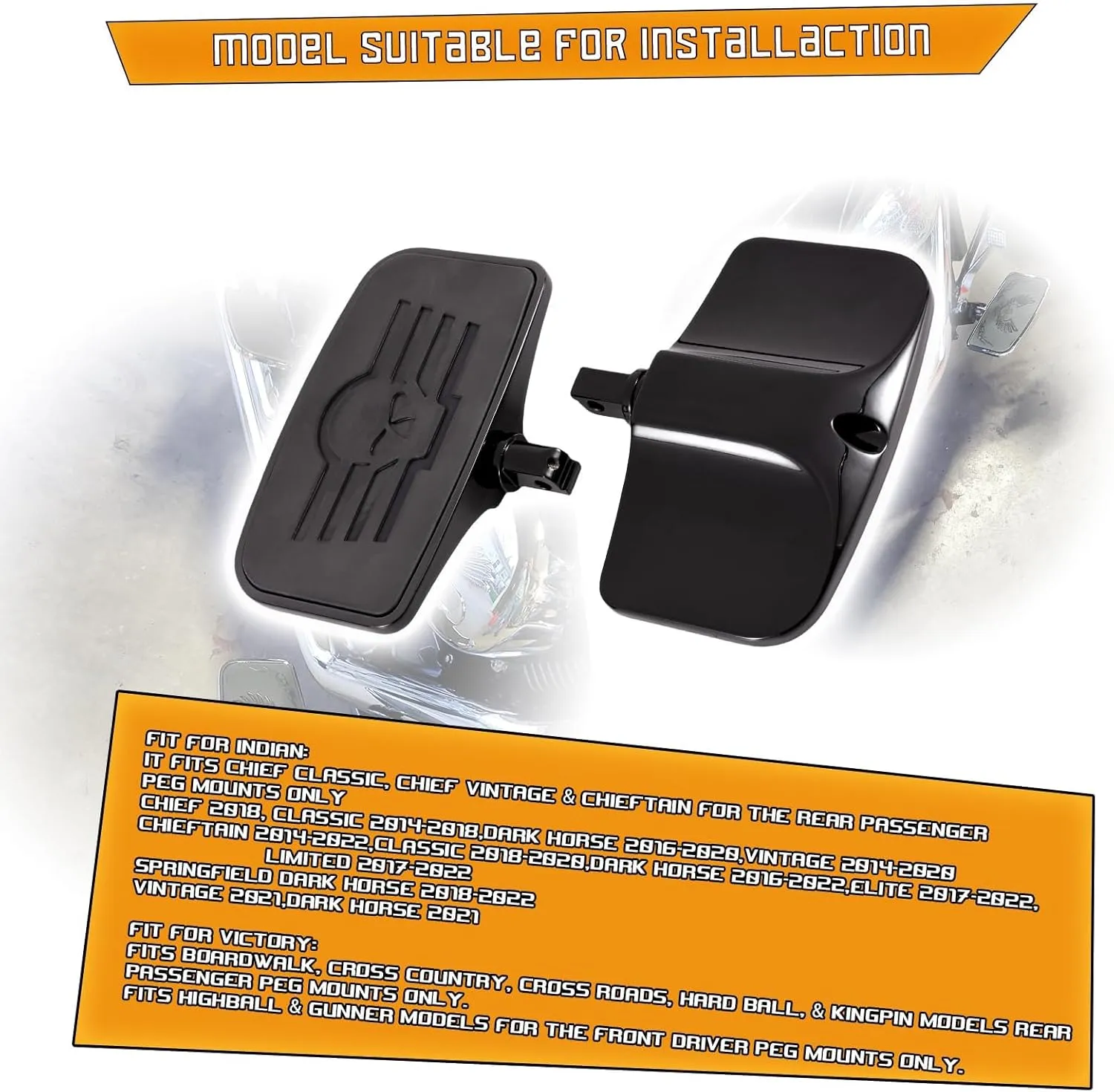 Front Rear Rider Passenger Floorboard FootPeg for Victory/Indian (Skull, Black)
