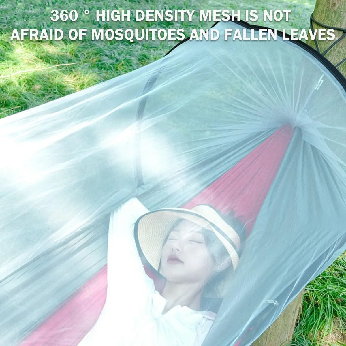 Full Coverage Zippered Portable Anti-Rollover Mosquito net Hammock with Strong Load-Bearing Capacity, Perfect for Backpacking and Hiking(red,260 * 140cm)