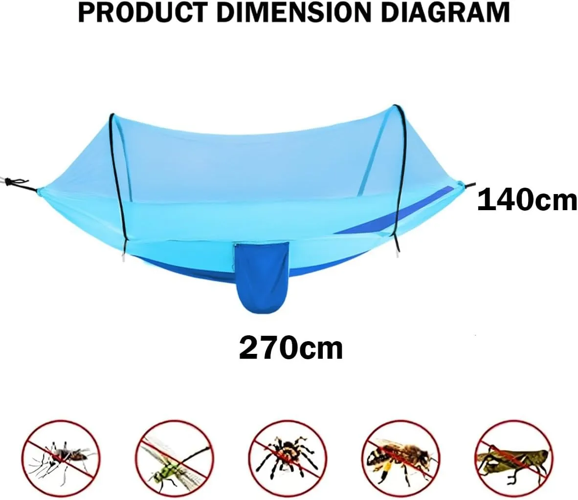 Full Coverage Zippered Portable Anti-Rollover Mosquito net Hammock with Strong Load-Bearing Capacity, Perfect for Backpacking and Hiking(red,260 * 140cm)