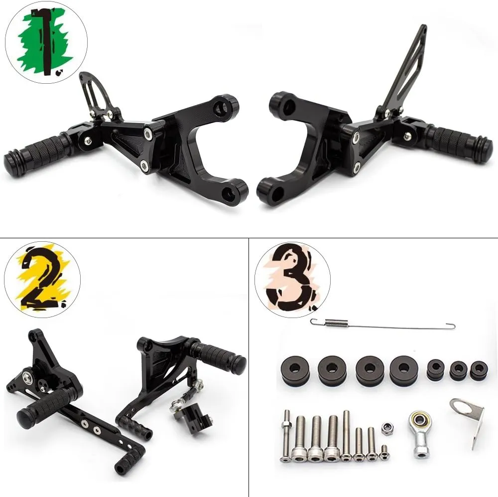FXCNC CNC CNC Billet Motorcycle Adjustable Rearsets Foot Pegs Rear Set Compatible with Benelli TNT 125 135 TNT125 TNT135 BJ125 2016 2017 2018 2019 2020 2021