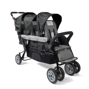 Gaggle by Foundations Compass 3 Seat Stroller | Triple Stroller for Infant and 2 Toddlers | Foot Brake | Shock-Absorbing All-Terrain Wheels | Easy Folding | Black