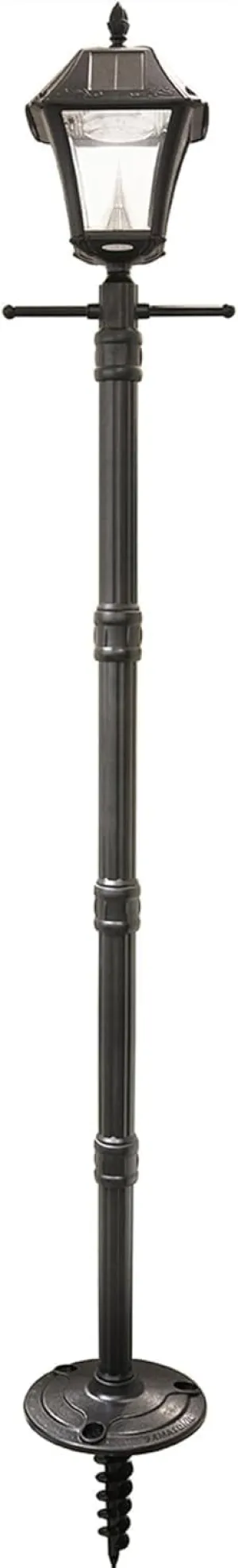 Gama Sonic Baytown Solar Lamp Post, Black Outdoor Durable with Bright White LED, Includes EZ Ground Anchor, 77-in Height with Post (105SG01)