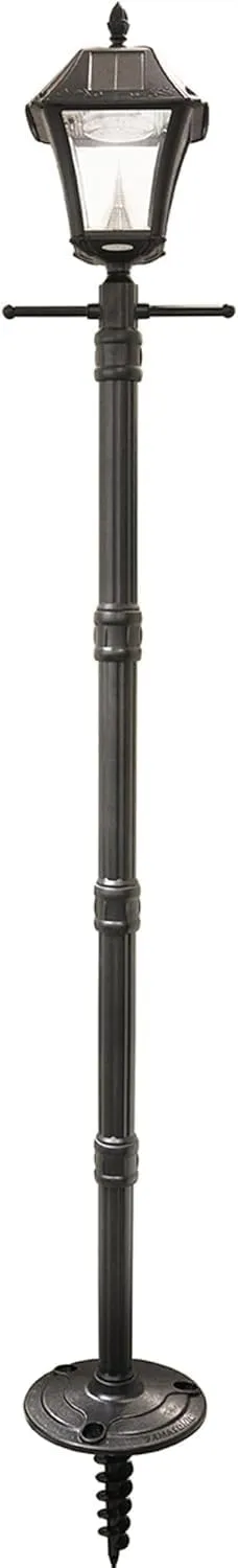 Gama Sonic Baytown Solar Lamp Post, Black Outdoor Durable with Bright White LED, Includes EZ Ground Anchor, 77-in Height with Post (105SG01)