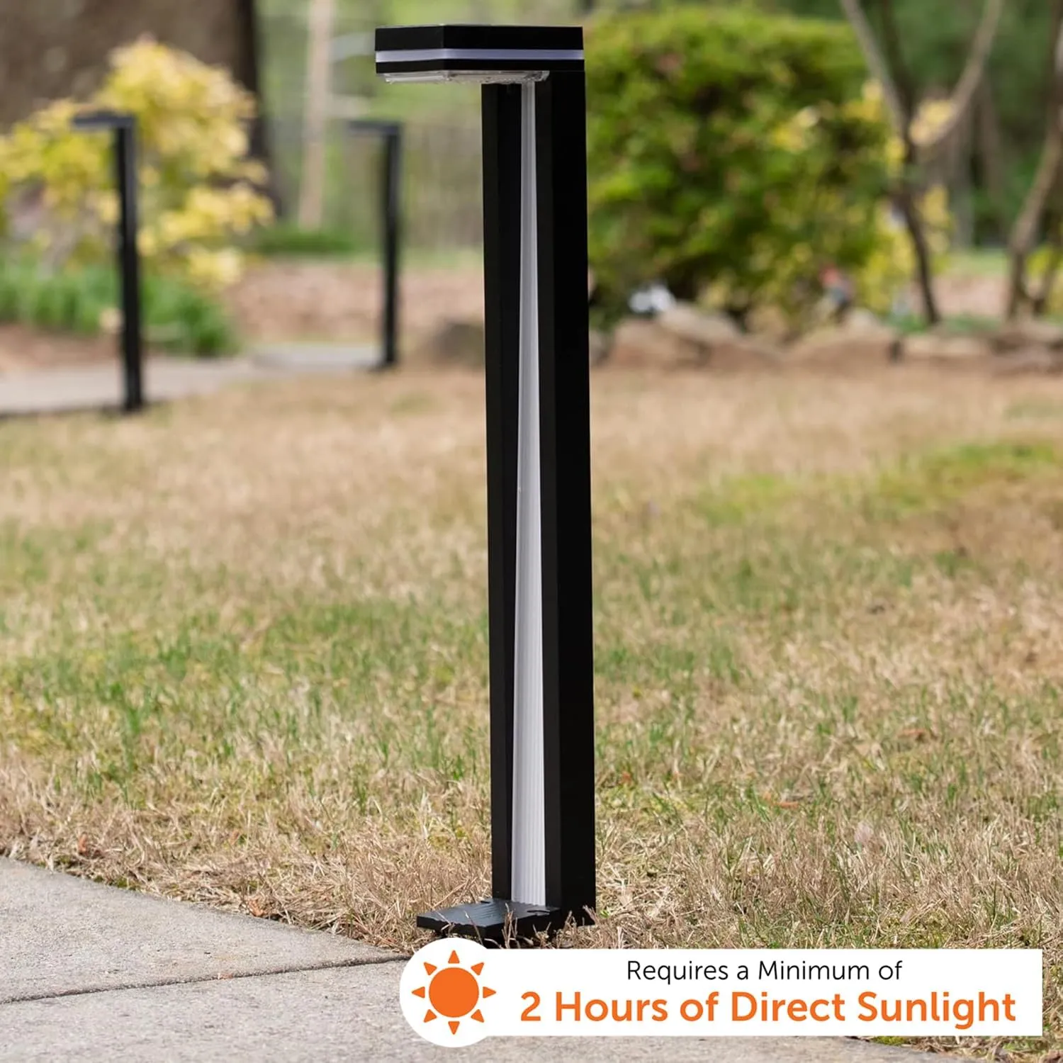 Gama Sonic Sentry Solar Outdoor Pathway Lamp, Heavy Duty Cast Aluminum, Modern Walkway Upright, Bright White 6000K 60 Lumen Blue Accent Light, Pack of 2, 92iP280082