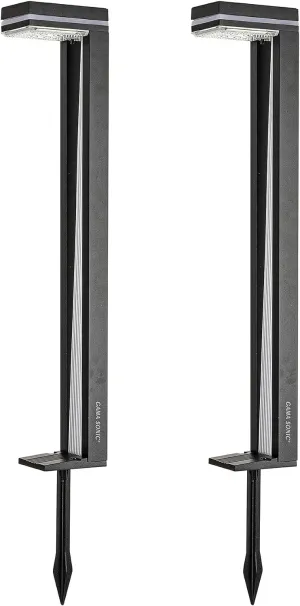 Gama Sonic Sentry Solar Outdoor Pathway Lamp, Heavy Duty Cast Aluminum, Modern Walkway Upright, Bright White 6000K 60 Lumen White Accent Light, Pack of 2, 92iP260082