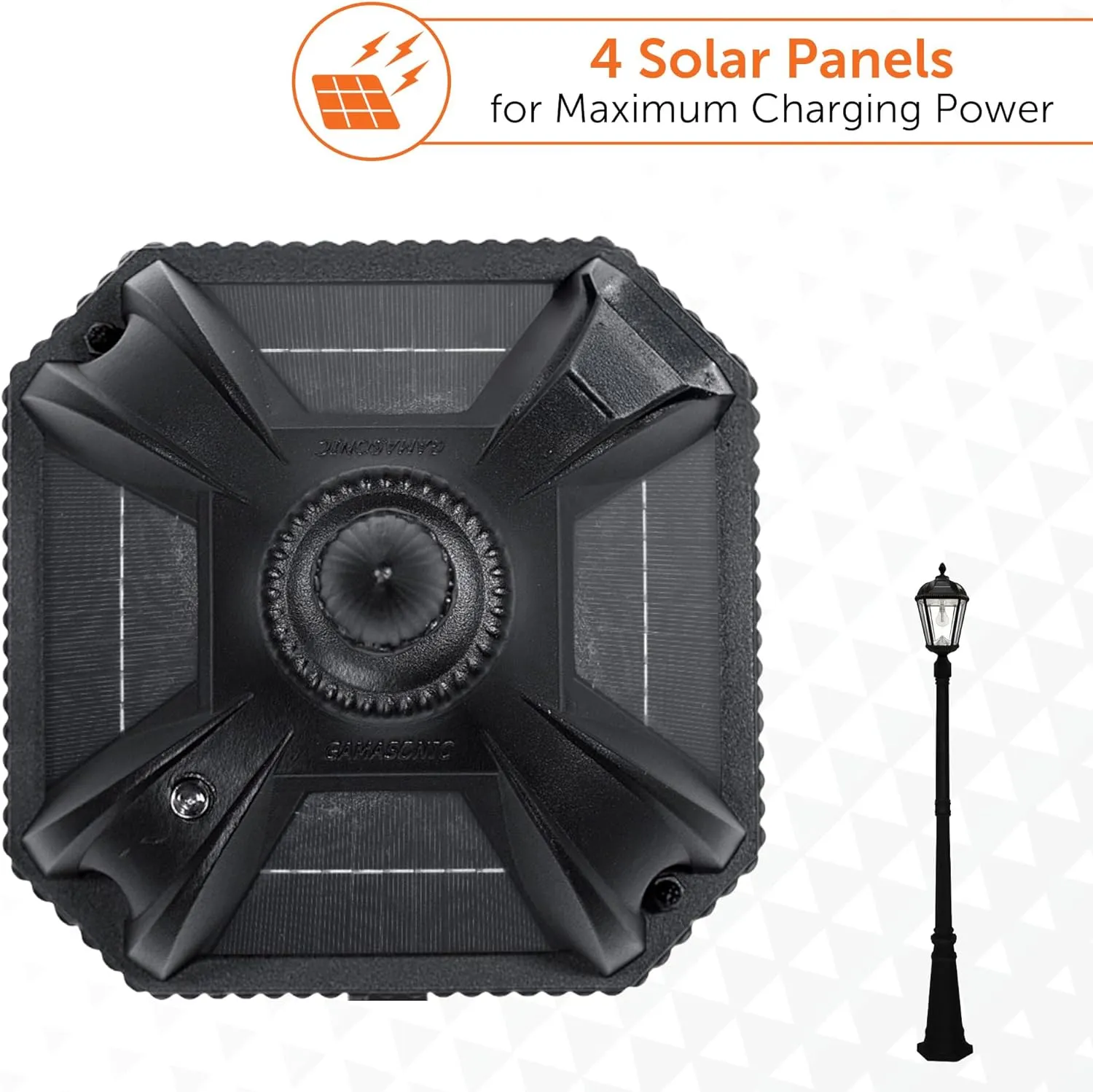 Gama Sonic Solar Outdoor Lamp Post Light, Black Cast Aluminum and Beveled Glass Panels, 10-Year Royal Bulb, Warm White LED with Omni-Direction Reflector, 87-inch Height, 98B001 (Upgraded Panel)