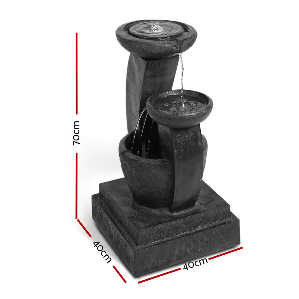 Gardeon Solar Water Feature Cascading Fountain 3-Tier Mushroom LED Light 70CM