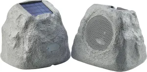 Gemini Sound GHRK-500LTMS-PR: Portable Solar-Powered Bluetooth Rock Speakers Pair with Multi-Link, Weather-Resistant Design for Outdoor Entertainment, Wireless Connectivity, and Ambient LED Lighting