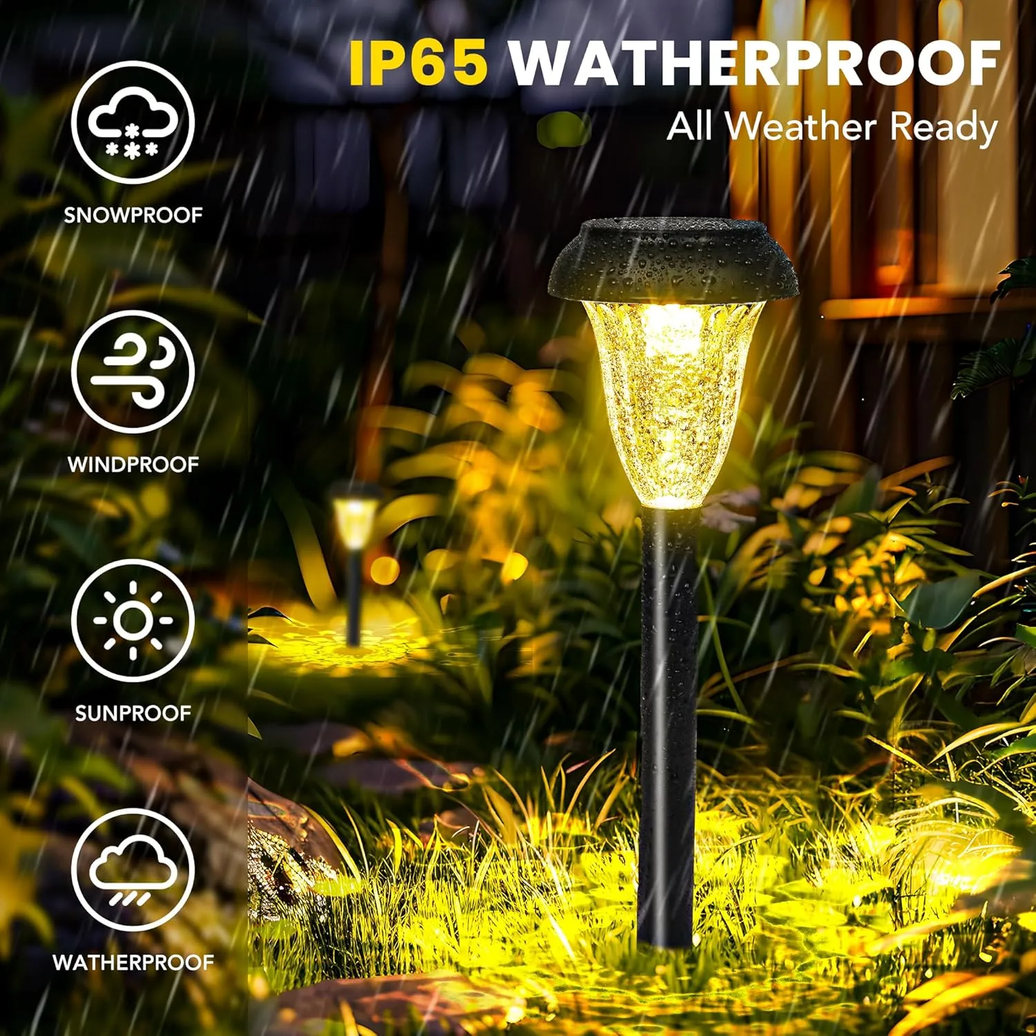 GIGALUMI 16 Pack Solar Lights Outdoor Waterproof, Warm White Pathway Light Solar Powered, Landscape Lighting, Garden Lights for Decor, Patio, Garden, Yard, Pathways, Walkways
