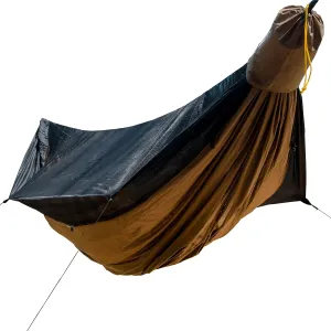 Go Camping Hammock 2.0 w/ Built-In Mosquito Net - Slate Gray by Go Outfitters: 11' Long X 64" Wide |Includes 2 Premium Aluminum Carabiners, Rapid Deployment Bag, 4 Stakes & 4 Shock Cords