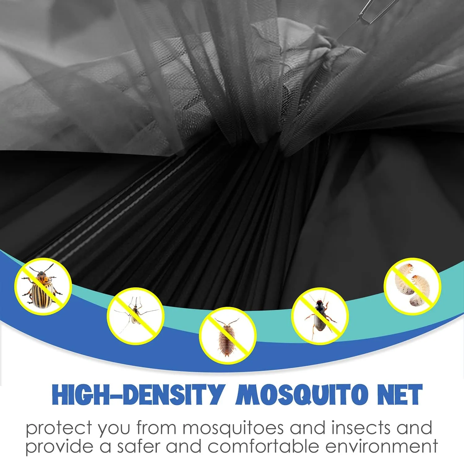 Gold Armour Camping Hammock - Camping Essentials, Double Hammock with Bug Net, Camping Gear Hammock for Outside, Hiking, and Travel (Black)