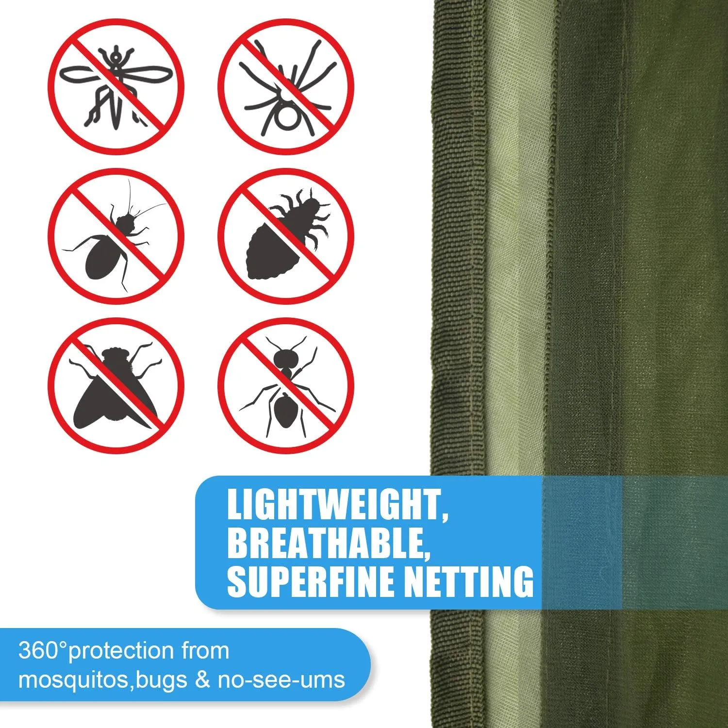 Gold Armour Hammock Bug Net, Mosquito Net Bugs - Premium Mesh Netting, Guardian of No See Um and Insects - Perfect Equipment Gear Accessories for Your Double Hammocks and Single Hammock (Black)