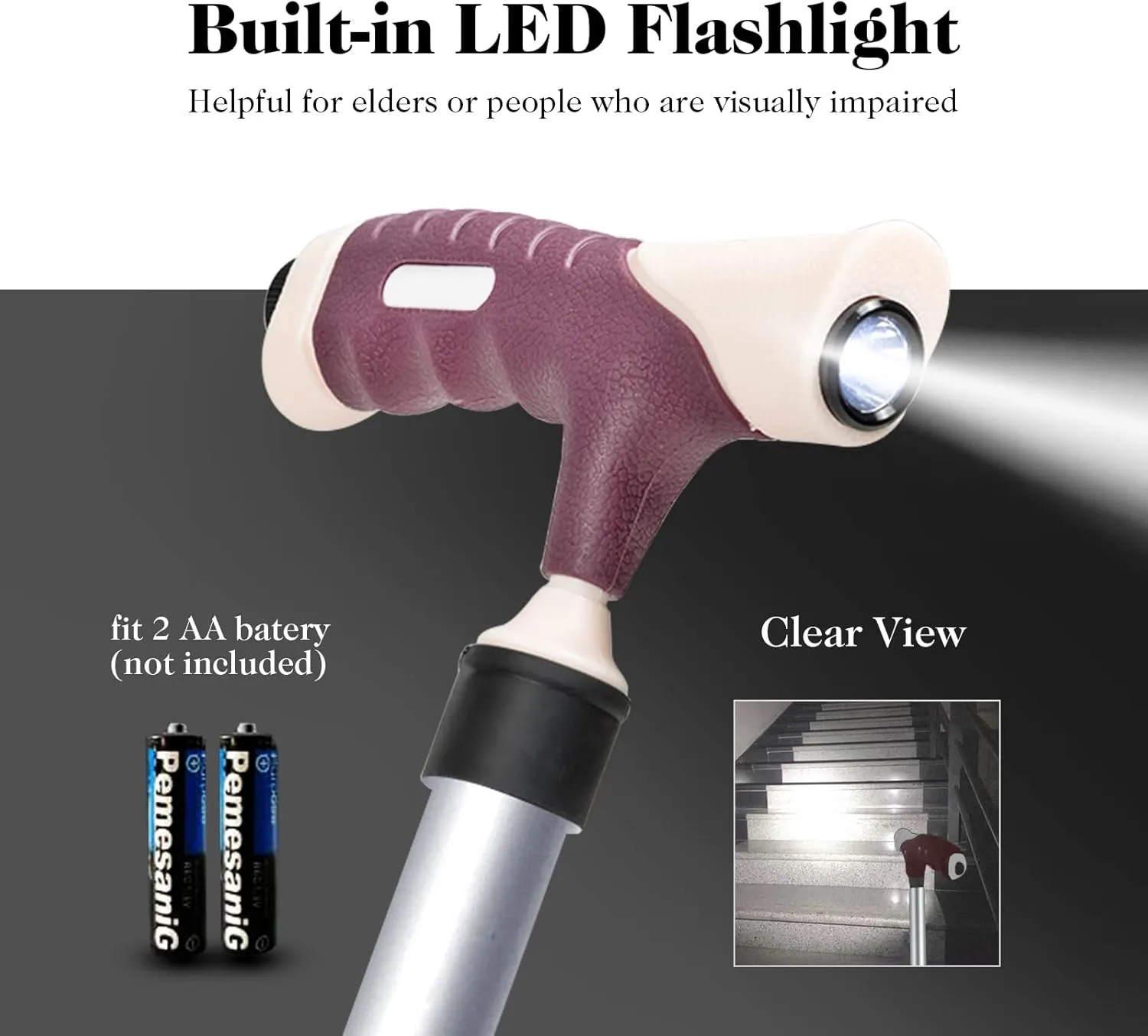 Goplus Walking Cane with Seat, Heavy Duty Aluminum Alloy Crutch Chair with LED Light and Retractable 3 Legs, Portable Anti-Slip Seat Cane, Lightweight Walking Stick for Seniors Elderly