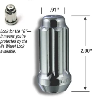 Gorilla Automotive 26641SD 14mm x 1.50 Thread Size Chrome Finish Small Diameter Duplex Wheel Lock, (Set of 4)
