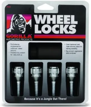 Gorilla Automotive 47124N 12mm x 1.25 Thread Size Cone Seat Lug Bolt Wheel Lock, (Set of 4)