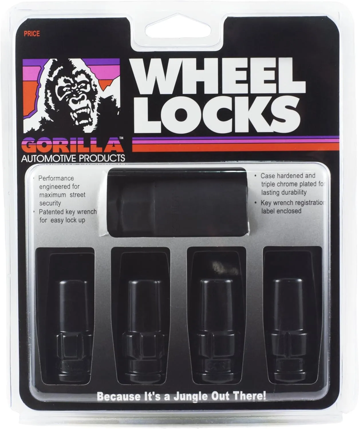 Gorilla Automotive 76601NBC Black 14mm x 2.00 Thread Size Chrome Finish Duplex Acorn Wheel Lock, (Pack of 4)