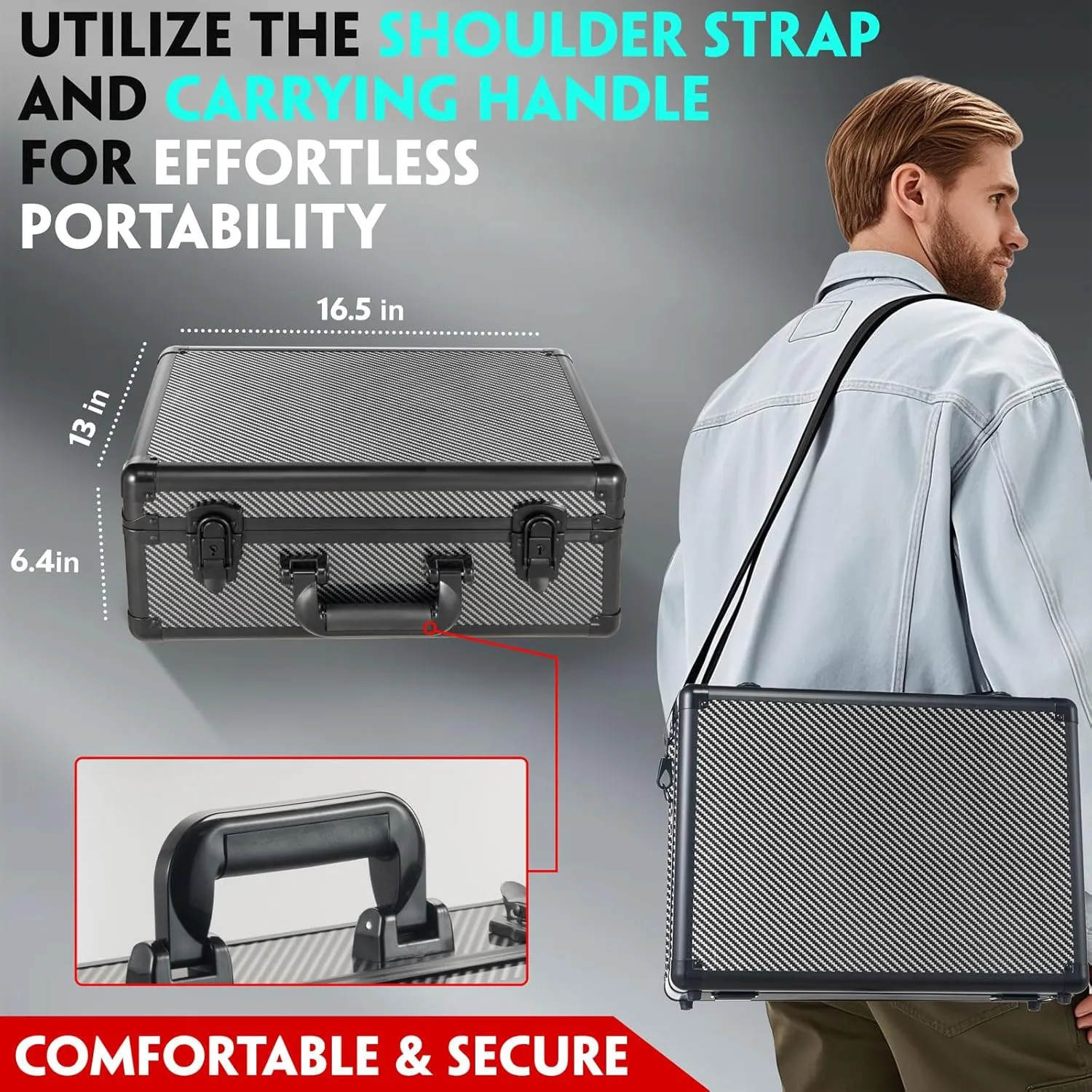 Graded Card Storage Box, Trading Cards Slab Carrying Case, 4 Row Carbon Fiber Hard Sports Cards Holder Boxes with 6 Dividers Fits for PSA BGS SGC Top Loaders Collection