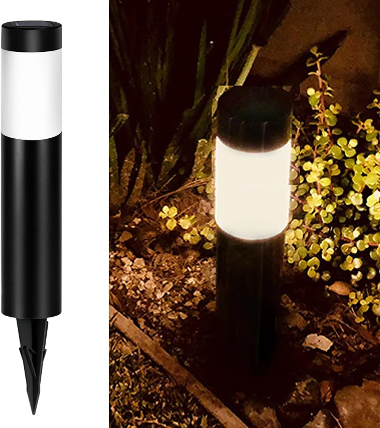 Grebest Solar Garden Light Pathway Lamp Ip65 Waterproof Led Outdoor Landscape Lighting for Courtyard Decor Easy Installation High Conversion Rate Automatic Black Warm light