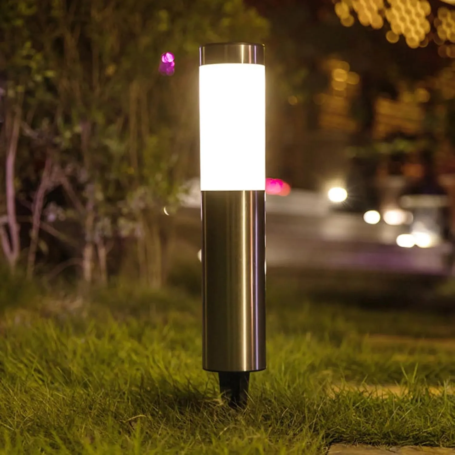 Grebest Solar Garden Light Pathway Lamp Ip65 Waterproof Led Outdoor Landscape Lighting for Courtyard Decor Easy Installation High Conversion Rate Automatic Black Warm light