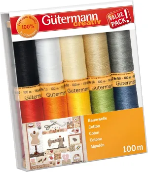 Gütermann Creativ 10 Reels of 100% Cotton, Multi-Coloured
