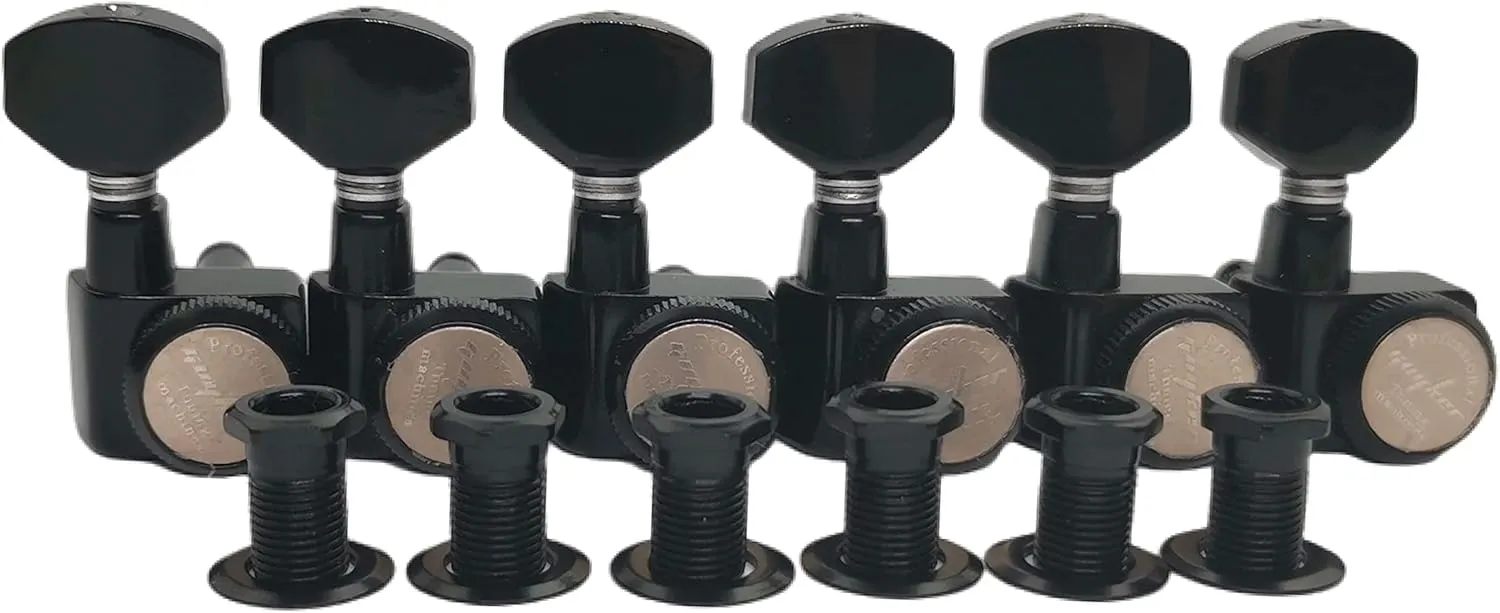 Guyker 6 In-line Guitar Locking Tuners – 1:18 Locking Tuning Key Pegs Tuners – Black