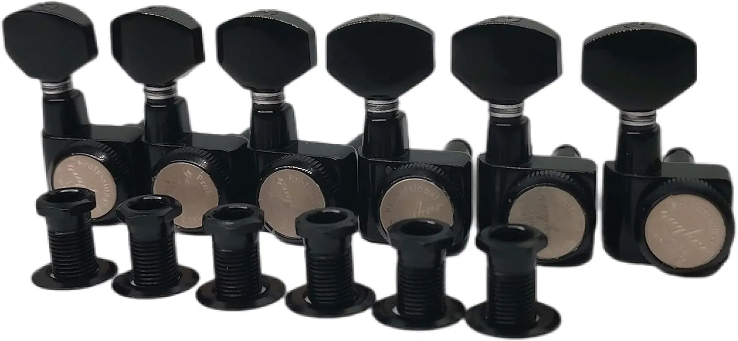 Guyker 6 In-line Guitar Locking Tuners – 1:18 Locking Tuning Key Pegs Tuners – Black