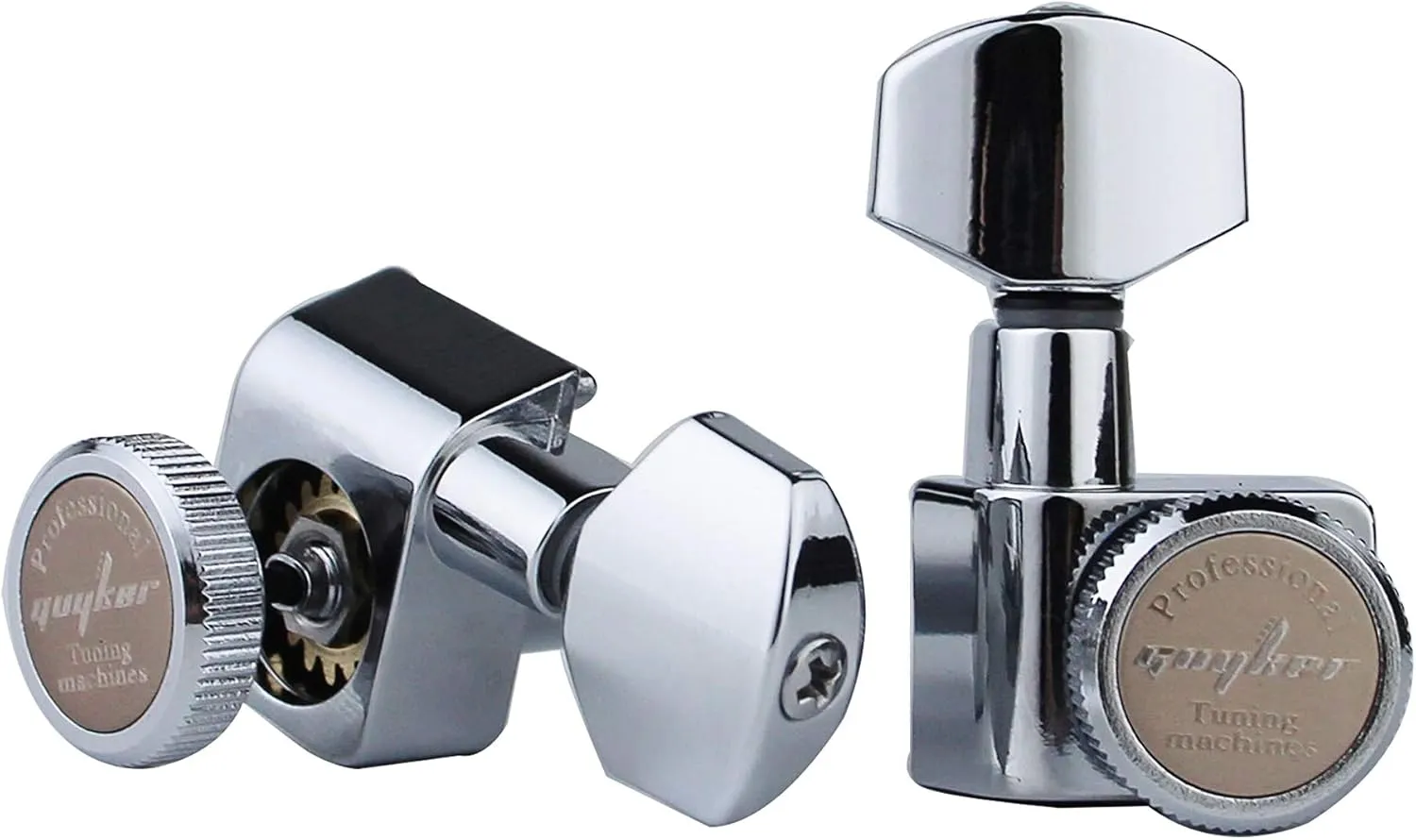 Guyker 6 In-line Guitar Locking Tuners – 1:18 Locking Tuning Key Pegs Tuners – Chrome