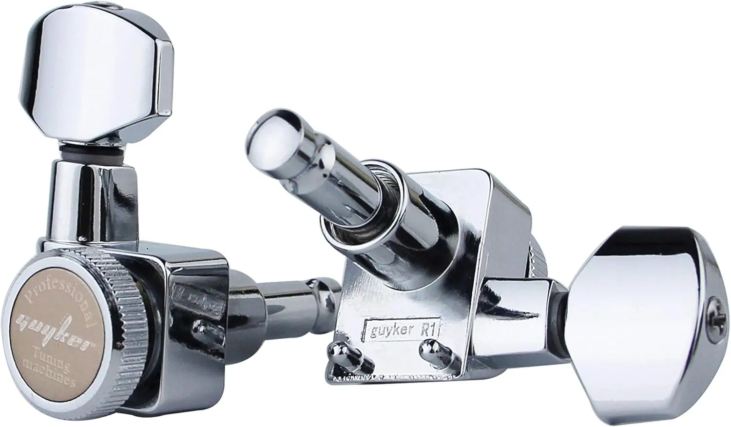 Guyker 6 In-line Guitar Locking Tuners – 1:18 Locking Tuning Key Pegs Tuners – Chrome