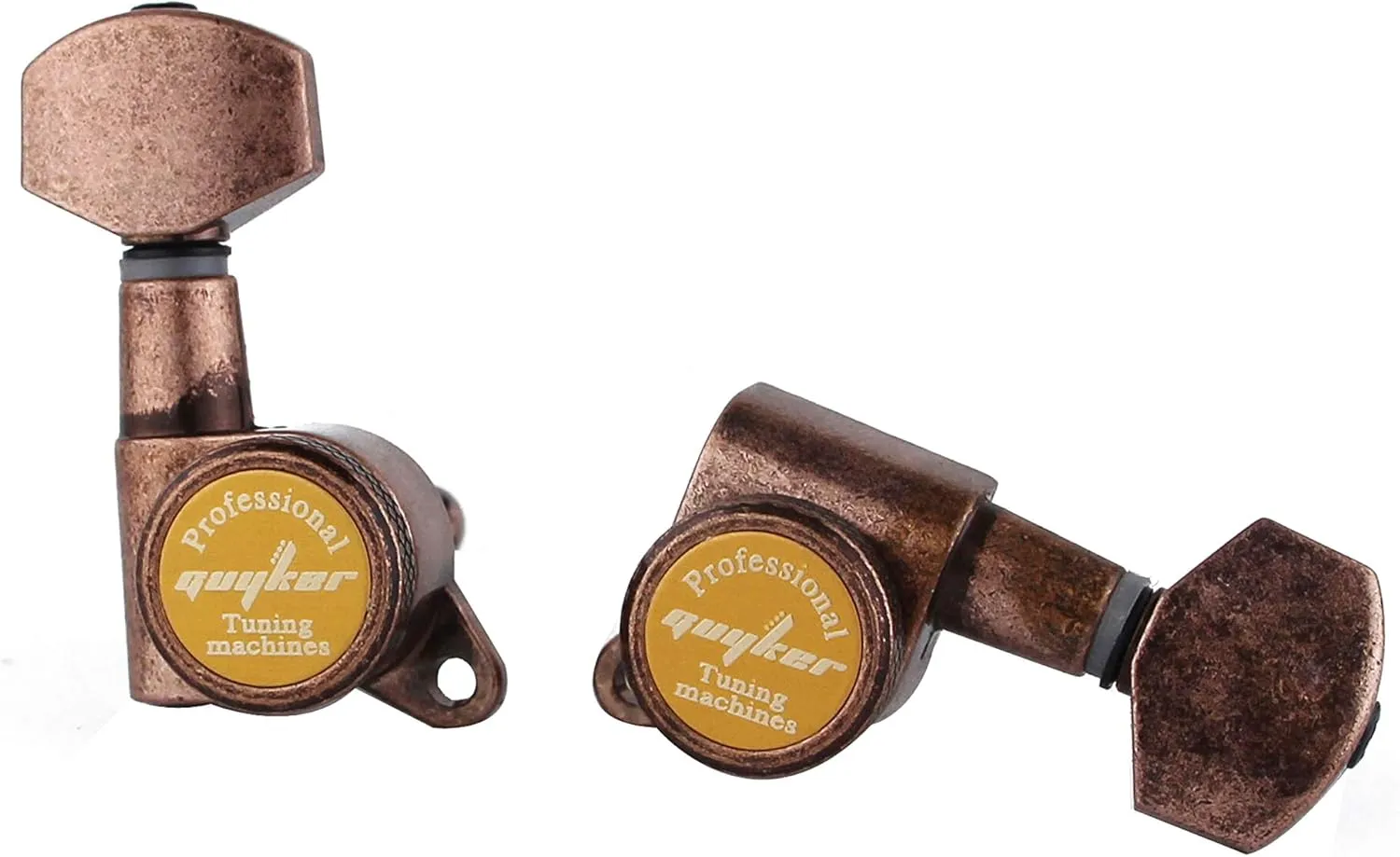Guyker Guitar Locking Tuners (3L   3R) - 1:18 Lock String Tuning Key Pegs Machine Head Replacement for ST TL SG LP Style Electric, Folk or Acoustic Guitars - Antique Bronze