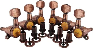 Guyker Guitar Locking Tuners (3L   3R) - 1:18 Lock String Tuning Key Pegs Machine Head Replacement for ST TL SG LP Style Electric, Folk or Acoustic Guitars - Antique Bronze