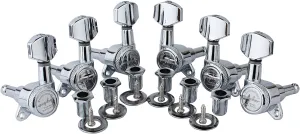 Guyker Guitar Locking Tuners (3L   3R Handed) - 1:18 Lock String Tuning Key Pegs Machine Head with Hexagonal Handle Replacement for ST TL SG LP Style Electric, Folk or Acoustic Guitars - Chrome