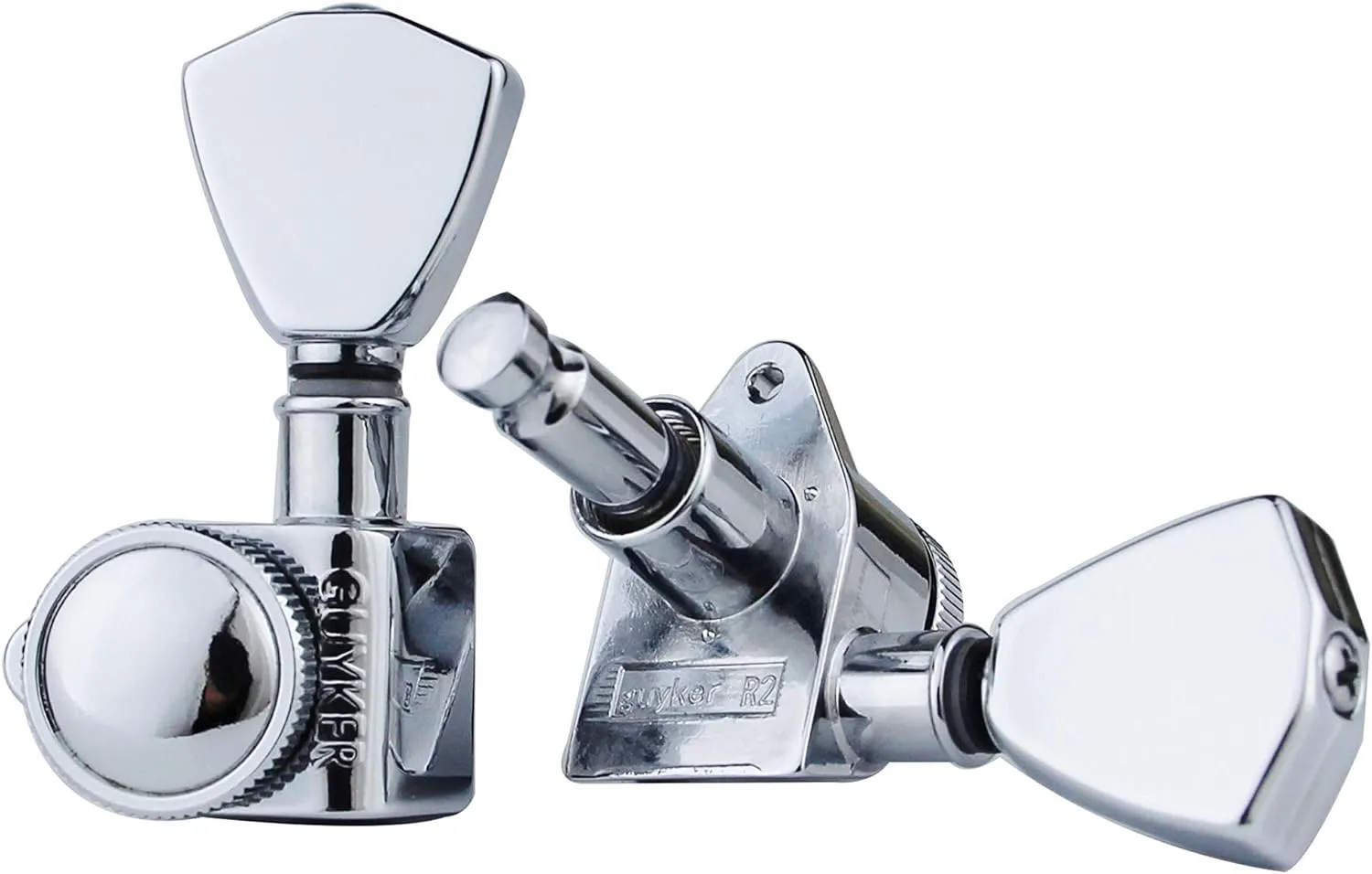 Guyker Guitar Locking Tuners (3L   3R Handed) - 1:21 Models Rear Lock String Tuning Key Pegs Machine Head with Trapezium Handle Replacement for Electric, Folk or Acoustic Guitars - Chrome