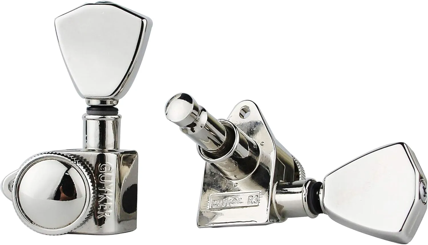 Guyker Guitar Locking Tuners (3L   3R Handed) - 1:21 Models Rear Lock String Tuning Key Pegs Machine Head with Trapezium Handle Replacement for Electric, Folk or Acoustic Guitars - Nickel