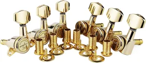 Guyker Guitar Locking Tuners (6 for Left) - 1:18 Lock String Tuning Key Pegs Machine Head with Hexagonal Handle Replacement for ST TL SG LP Style Electric, Folk or Acoustic Guitars - Golden