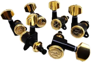 Guyker Guitar Locking Tuners (6 for Right) - 1:18 Lock String Tuning Key Pegs Machine Head Replacement for ST TL SG LP Style Electric, Folk or Acoustic Guitars - Gold Black
