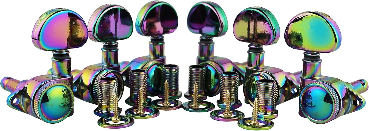 Guyker High End Tuners Roto-Grip Locking Rotomatic 3x3 Lock String Tuning Key Pegs Chameleon Rainbow